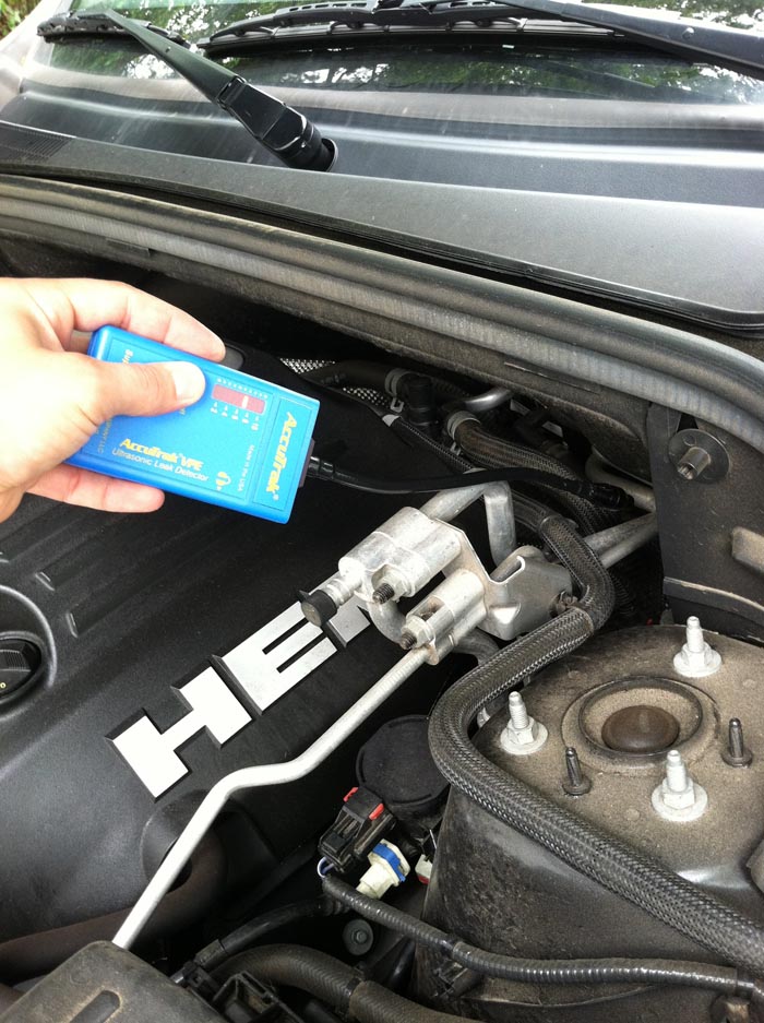 Find car refrigerant leaks with an ultrasonic leak detector