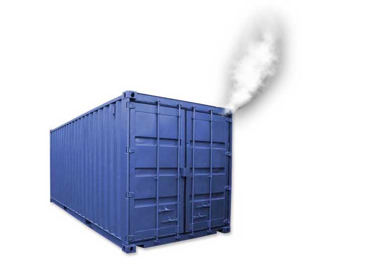 Smoke testing is an easy way to find leaks in shipping containers